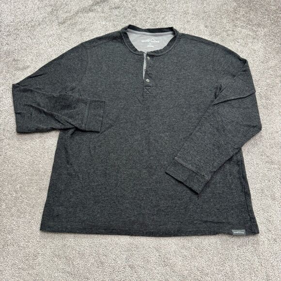 Eddie Bauer Henley Long Sleeve T-Shirt Mens Large Heather Gray Casual Outdoor - Picture 1 of 14